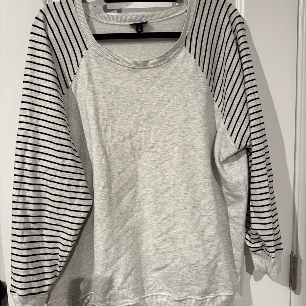 Torrid Gray and Black Striped Sweatshirt